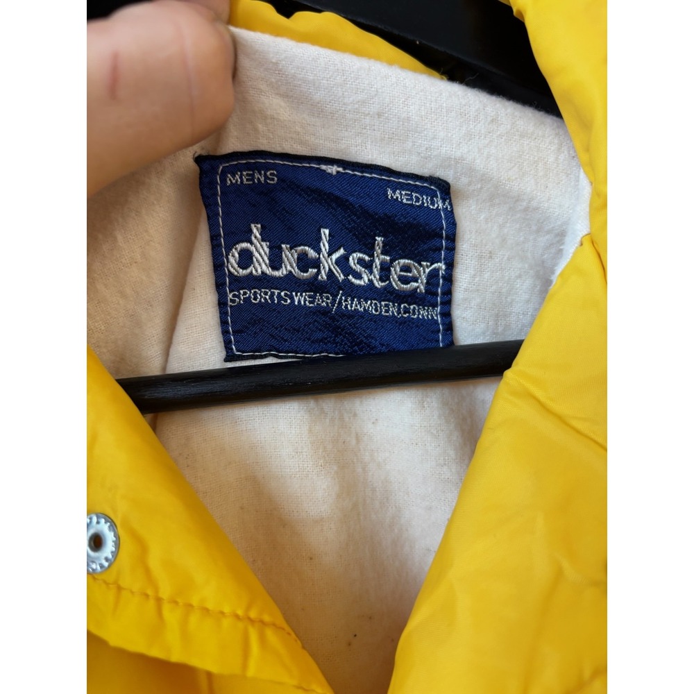 Vintage Duckster Jacket Mens Medium Yellow Clinton Country Club Windbreaker 80s - Picture 2 of 6